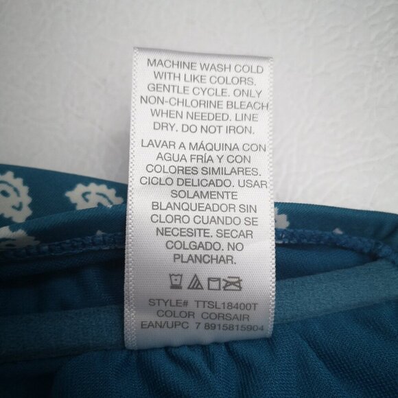 Time & Tru Ladies Size XL (16-18) Teal & White w/ Gold Tone Specs Tankini Top - Picture 4 of 8